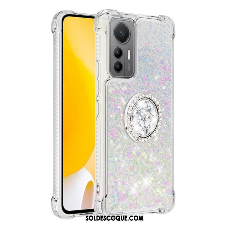 Coque Xiaomi 12 Lite Paillettes Colorées Anneau-Support