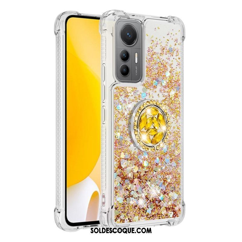 Coque Xiaomi 12 Lite Paillettes Colorées Anneau-Support