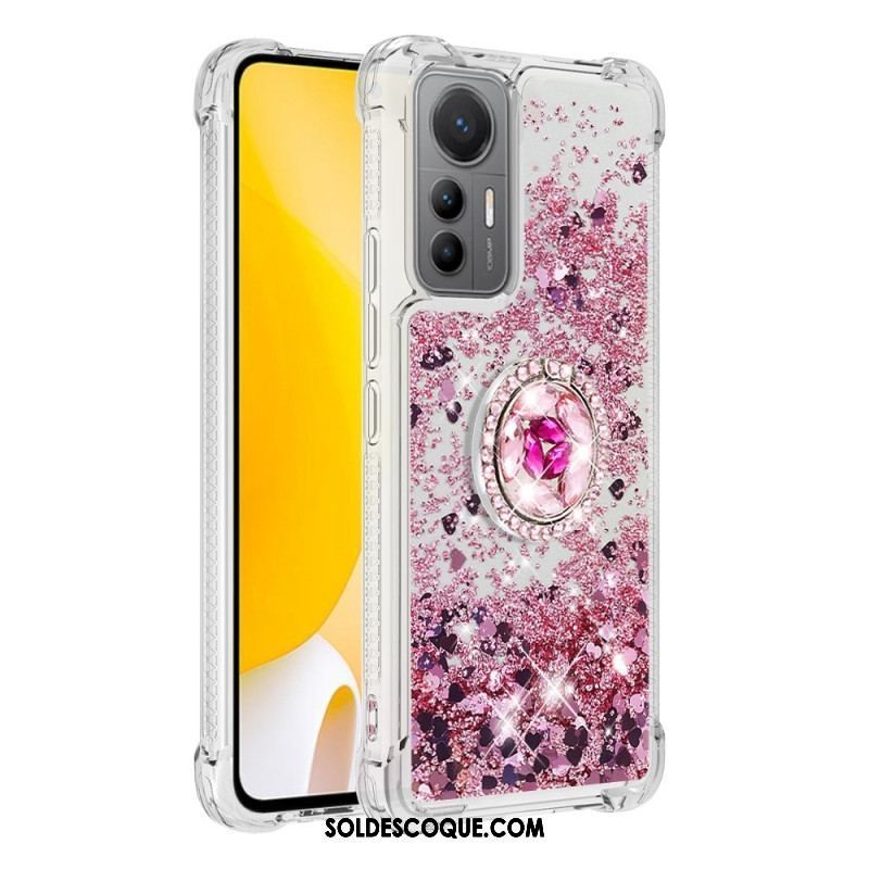 Coque Xiaomi 12 Lite Paillettes Colorées Anneau-Support