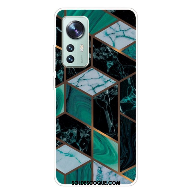 Coque Xiaomi 12 Pro Silicone Marbre Géométrie