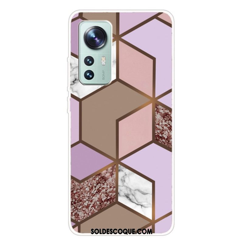 Coque Xiaomi 12 Pro Silicone Marbre Géométrie