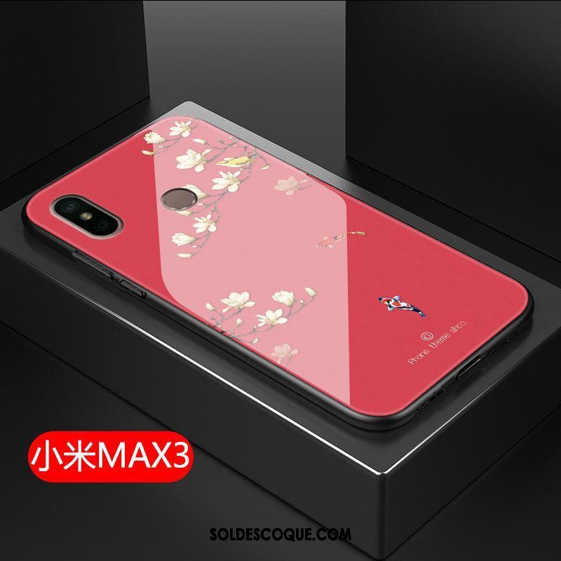 Coque Xiaomi Mi Max 3 Tout Compris Rouge Fleur Fluide Doux Étui En Vente