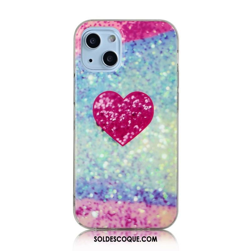 Coque iPhone 13 Mini Marbre Paillettes