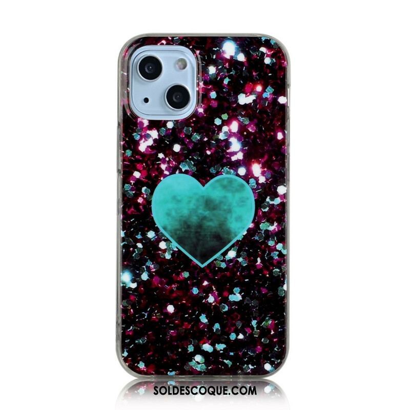 Coque iPhone 13 Mini Marbre Paillettes