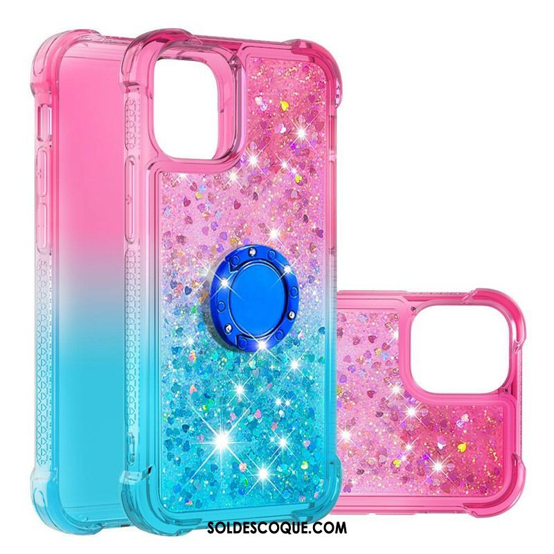 Coque iPhone 13 Mini Paillettes Anneau-Support