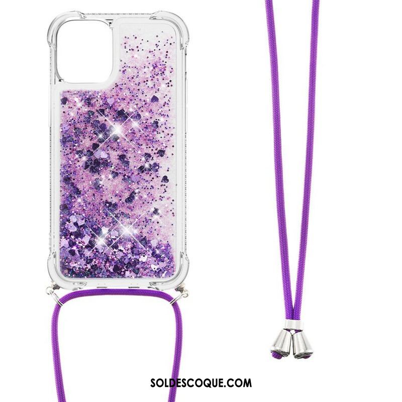 Coque iPhone 13 Mini Paillettes avec Cordon