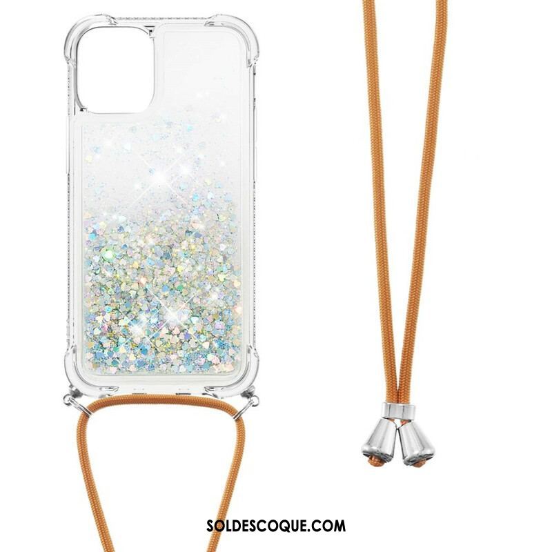 Coque iPhone 13 Mini Paillettes avec Cordon