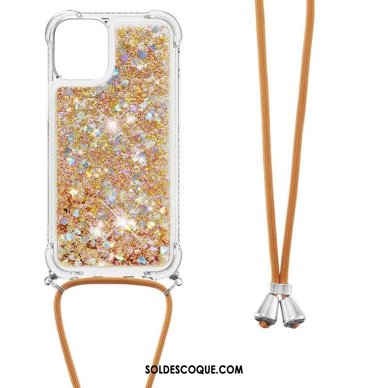 Coque iPhone 13 Mini Paillettes avec Cordon