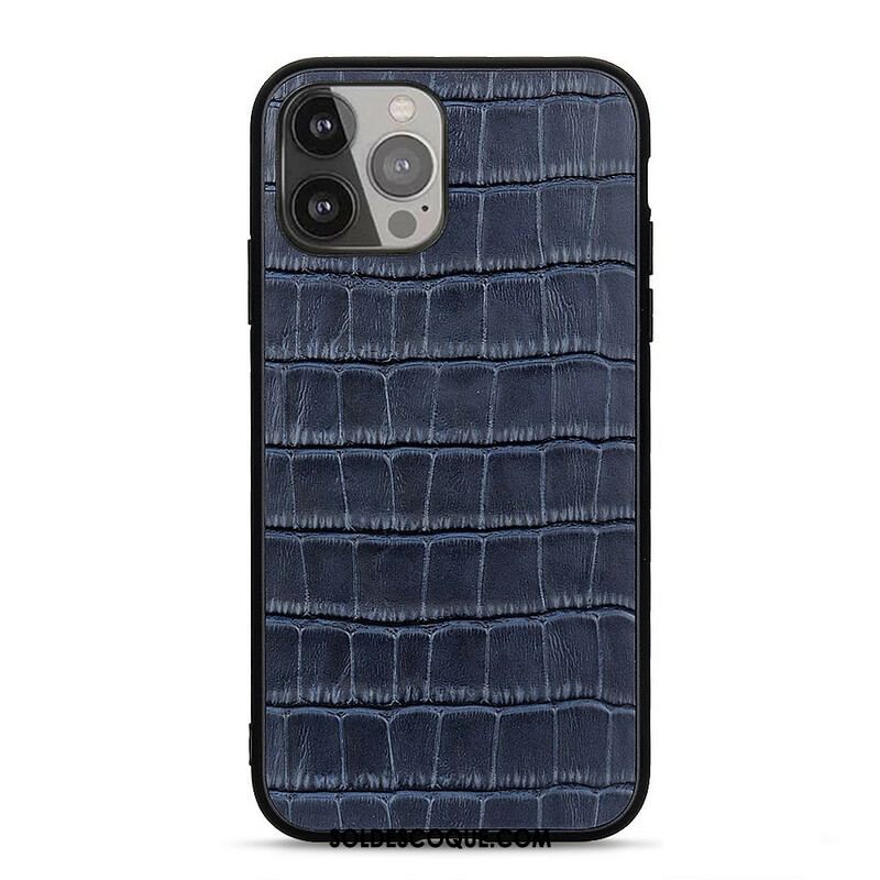 Coque iPhone 13 Pro Max Véritable Cuir Texture Crocodile