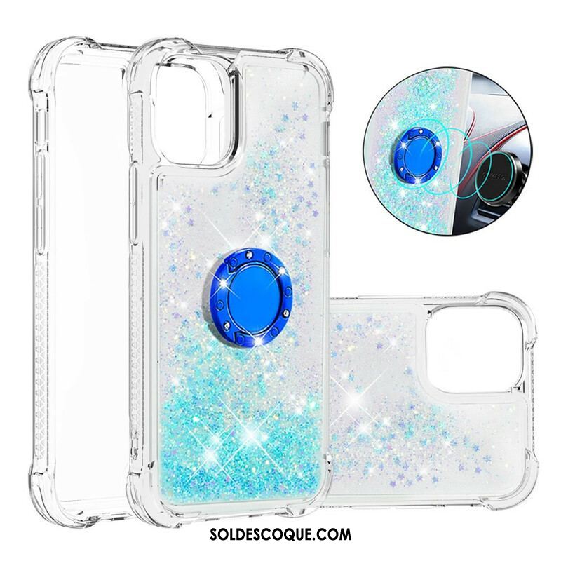 Coque iPhone 13 Pro Paillettes avec Anneau-Support