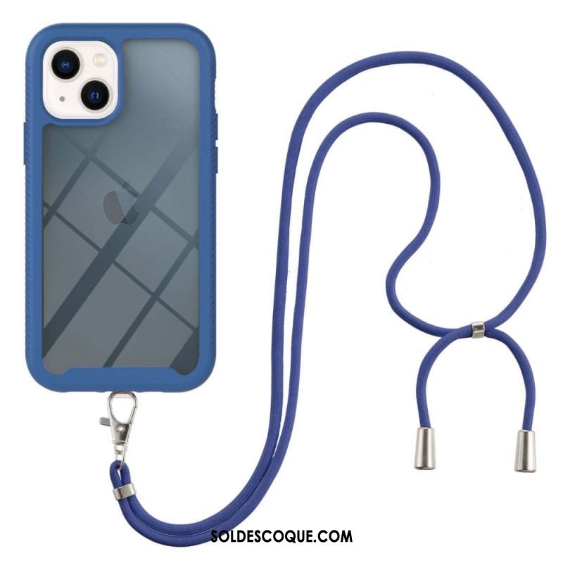 Coque iPhone 14 Hybride avec Cordon et Contour coloré