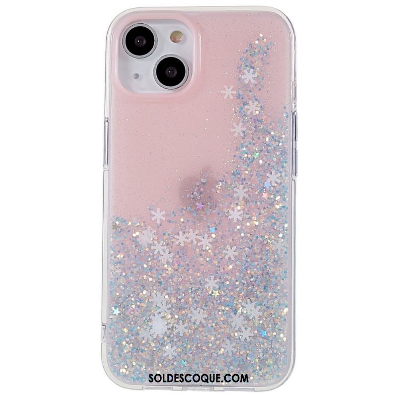 Coque iPhone 14 Paillettes Flocons