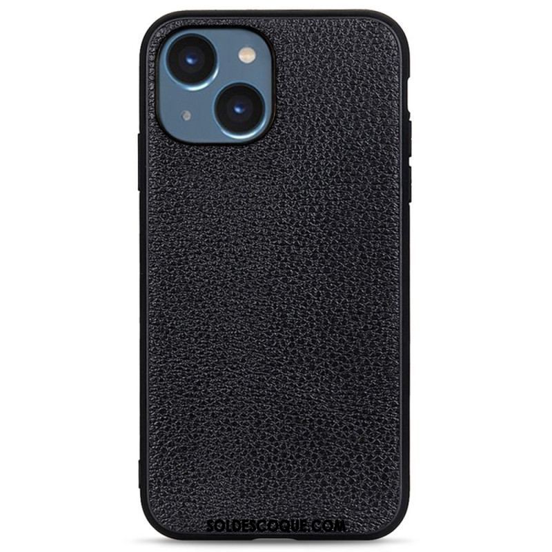 Coque iPhone 14 Plus Cuir Litchi Véritable