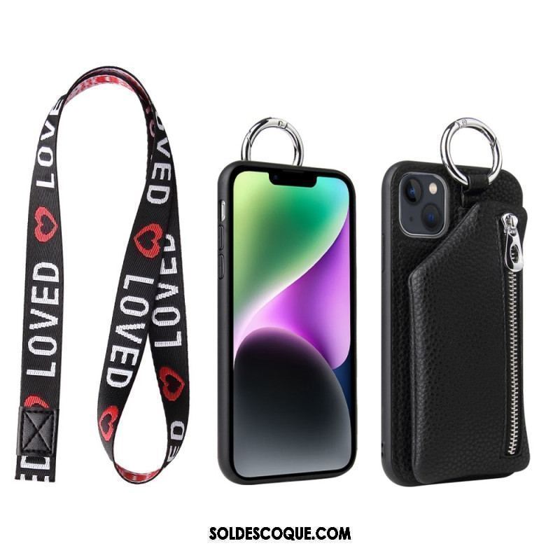 Coque iPhone 14 Plus Porte-Cartes dÉtachable avec Fermeture Éclaire