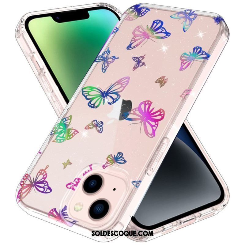 Coque iPhone 14 Plus Silicone Flexible Étoiles / Papillons