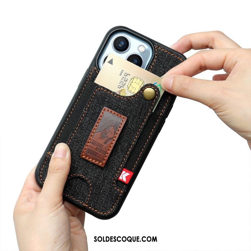 Coque iPhone 14 Porte-Cartes et Sangle Jeans