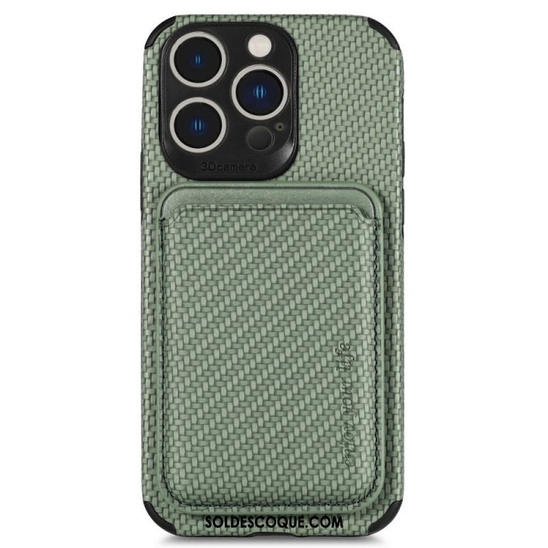 Coque iPhone 14 Pro Fibre de Carbone et Portefeuille Magnétique