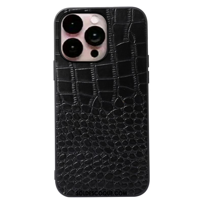 Coque iPhone 14 Pro Max Cuir Véritable Texture Crocodile