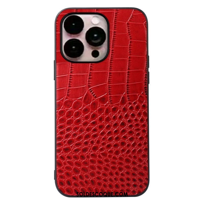 Coque iPhone 14 Pro Max Cuir Véritable Texture Crocodile