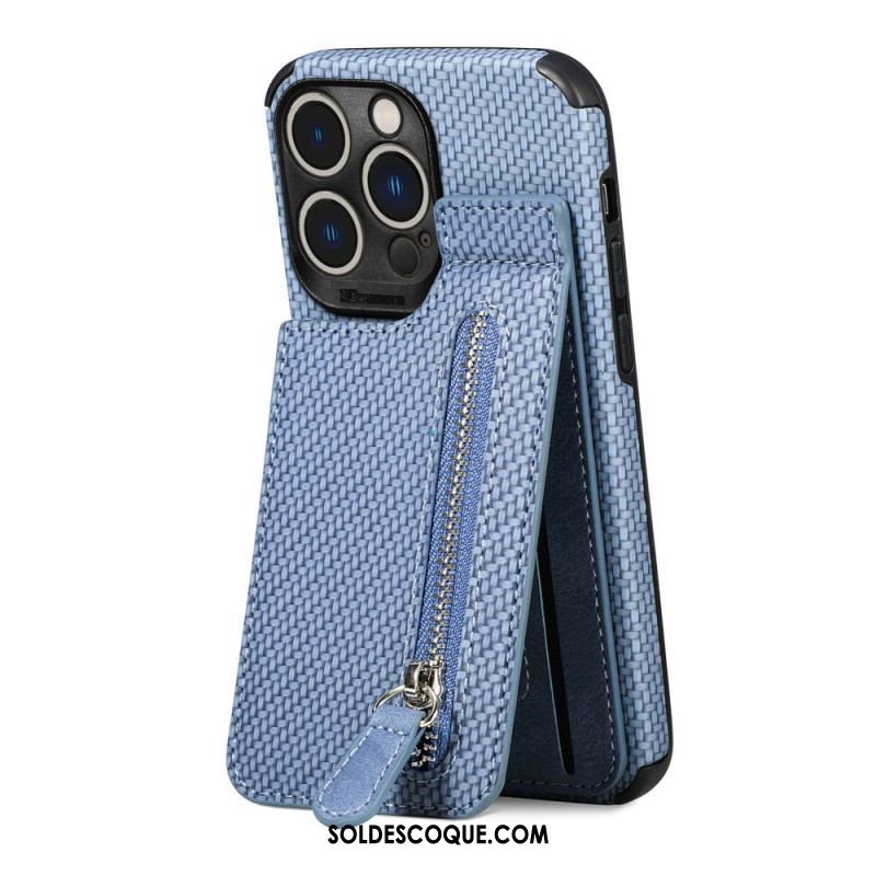 Coque iPhone 14 Pro Max Fibre de Carbone et Portefeuille