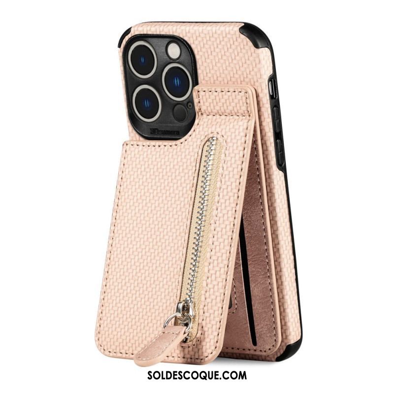 Coque iPhone 14 Pro Max Fibre de Carbone et Portefeuille