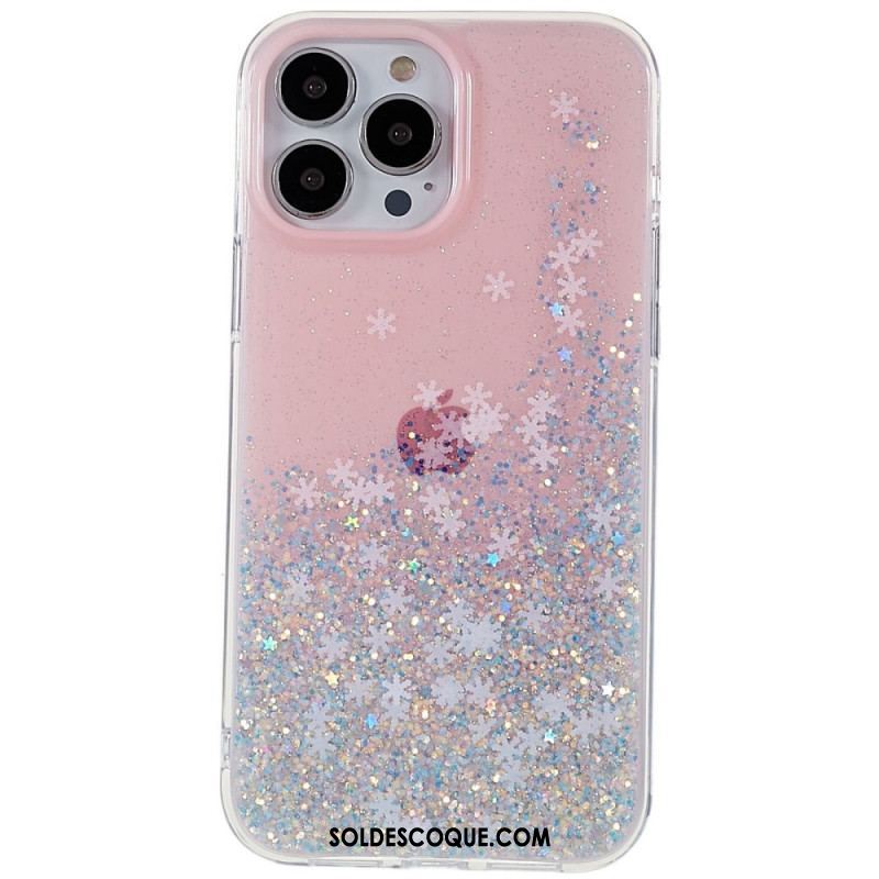 Coque iPhone 14 Pro Paillettes Flocons