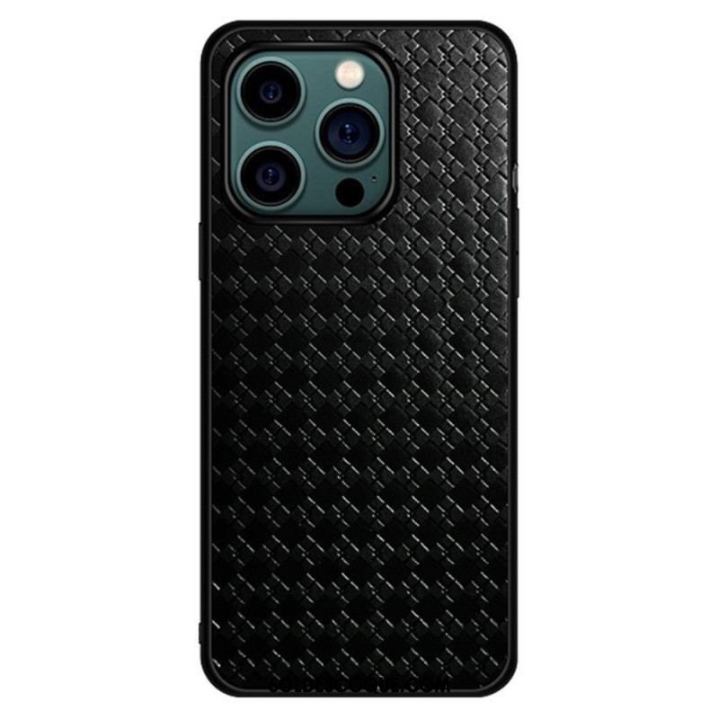 Coque iPhone 14 Pro Simili Cuir Tissé