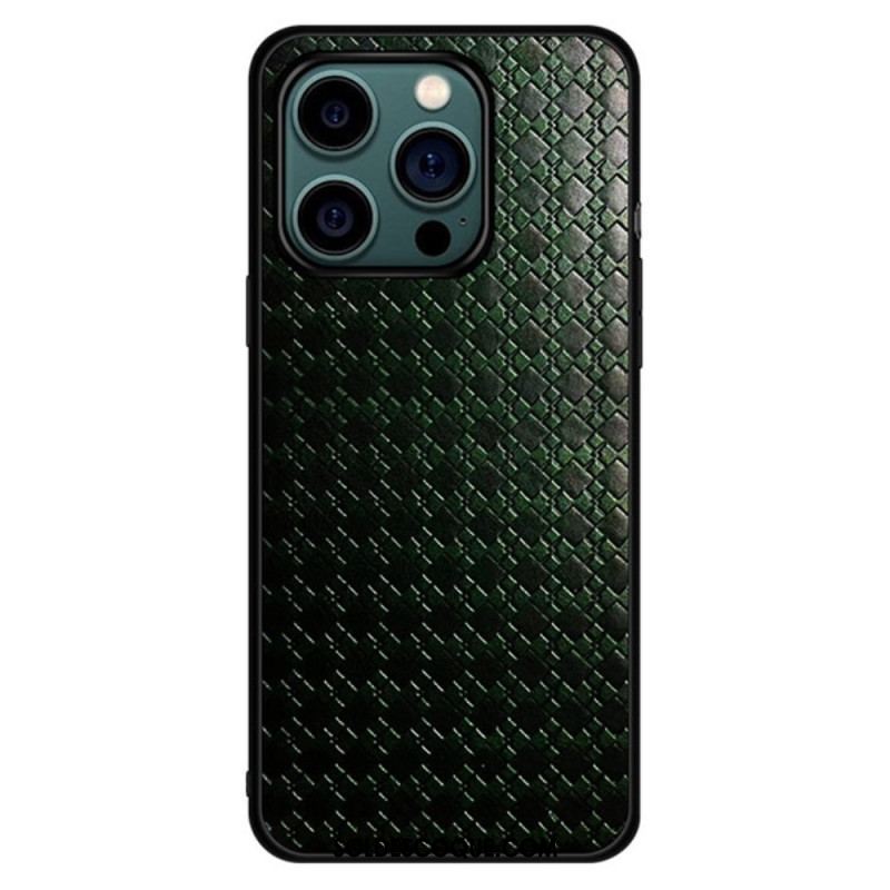 Coque iPhone 14 Pro Simili Cuir Tissé