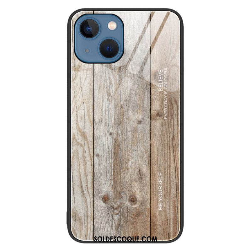 Coque iPhone 14 Verre Trempé Design Bois