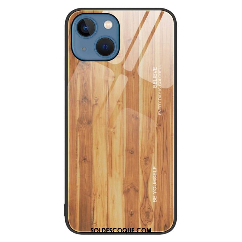 Coque iPhone 14 Verre Trempé Design Bois