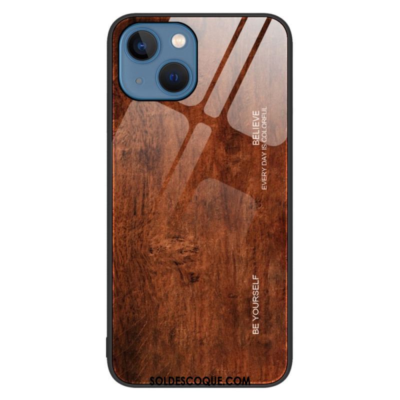 Coque iPhone 14 Verre Trempé Design Bois