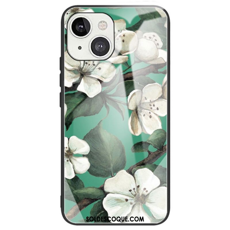 Coque iPhone 14 Verre Trempé Fleurs