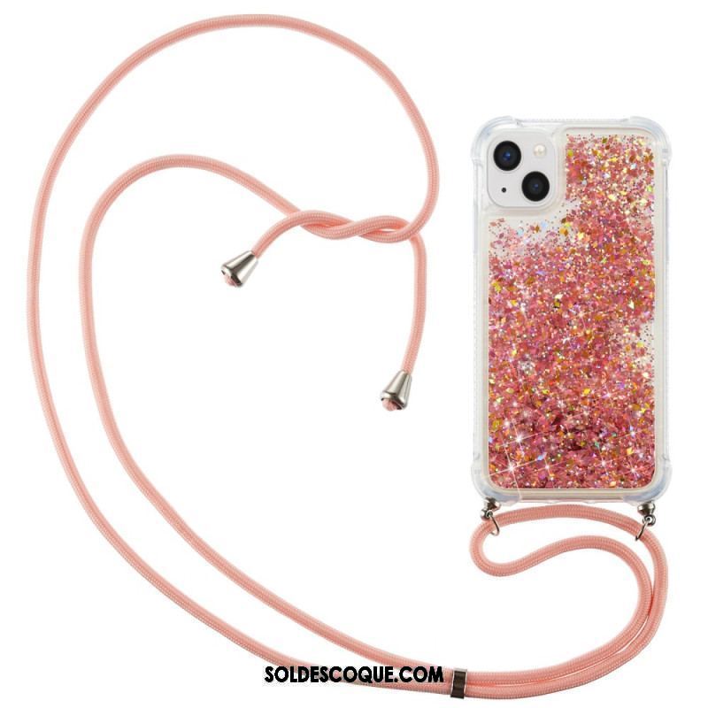 Coque iPhone 15 Plus à Cordon Paillettes