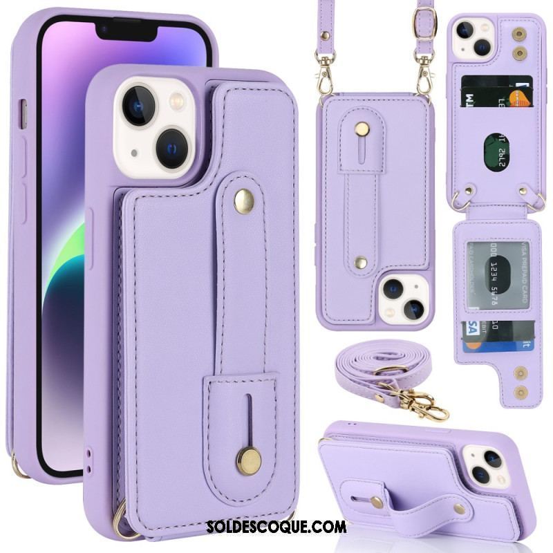 Coque iPhone 15 Porte-Cartes, Support, Sangle et Bandoulière