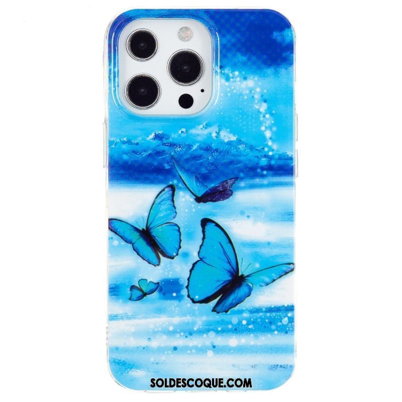 Coque iPhone 15 Pro Fluorescente Papillons