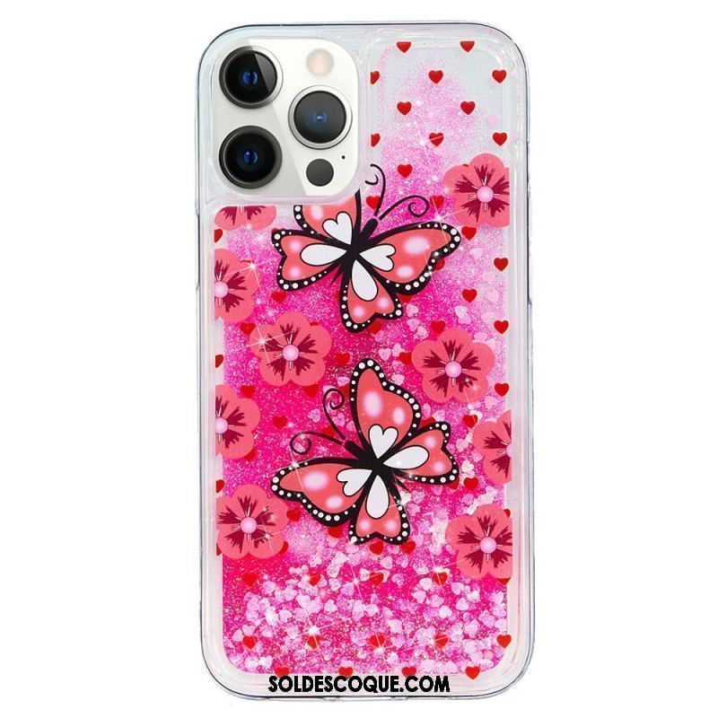 Coque iPhone 15 Pro Max Paillettes Papillons