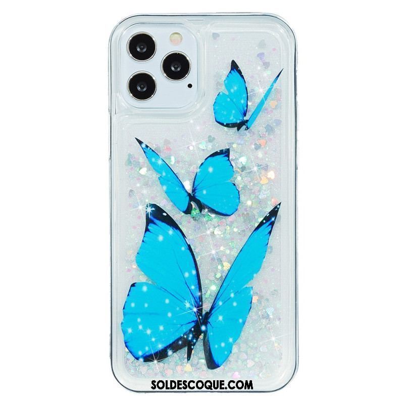 Coque iPhone 15 Pro Max Paillettes Papillons