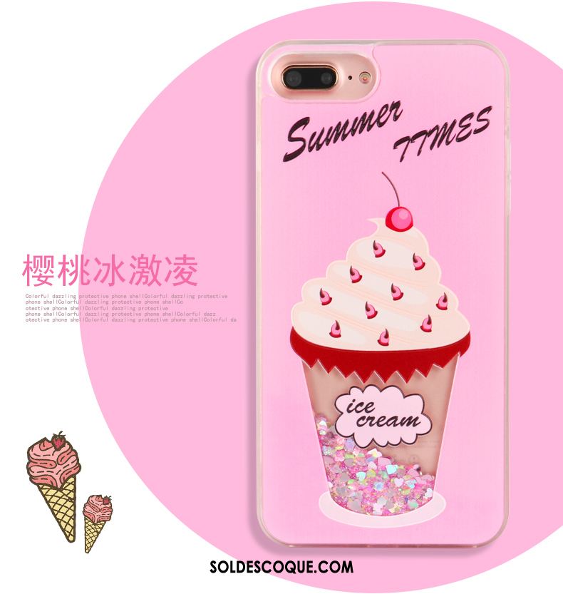 Coque iPhone 8 Plus Rose Quicksand Nouveau Liquide Cœur Soldes