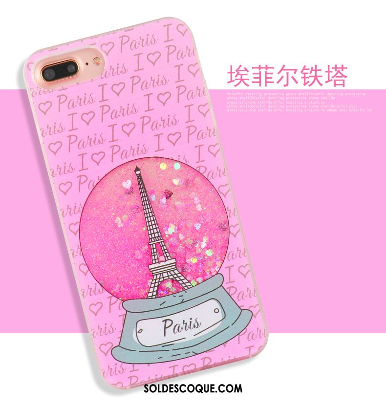 Coque iPhone 8 Plus Rose Quicksand Nouveau Liquide Cœur Soldes