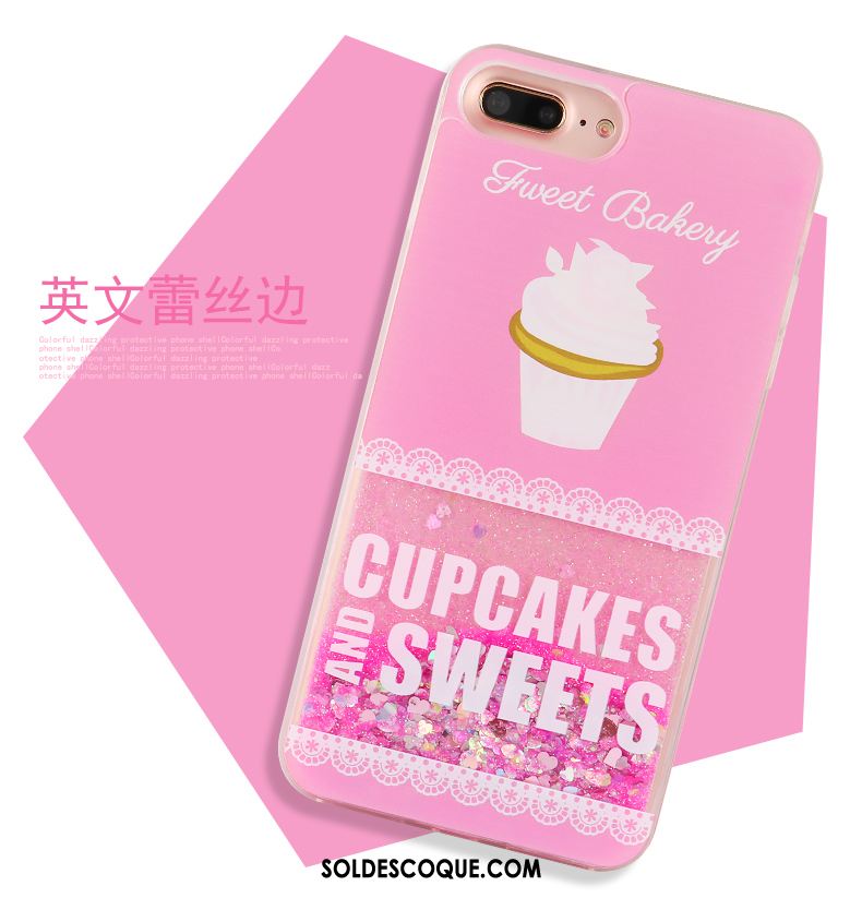 Coque iPhone 8 Plus Rose Quicksand Nouveau Liquide Cœur Soldes