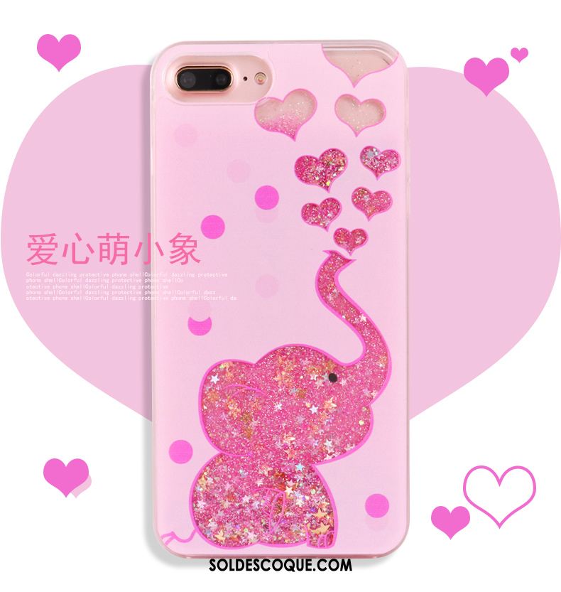 Coque iPhone 8 Plus Rose Quicksand Nouveau Liquide Cœur Soldes