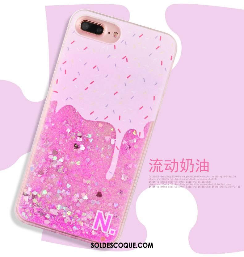 Coque iPhone 8 Plus Rose Quicksand Nouveau Liquide Cœur Soldes