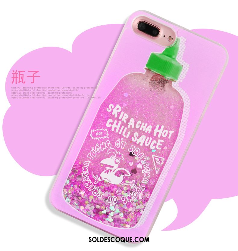 Coque iPhone 8 Plus Rose Quicksand Nouveau Liquide Cœur Soldes