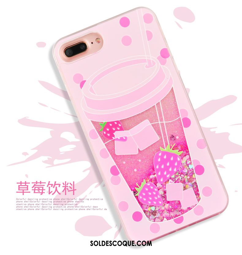 Coque iPhone 8 Plus Rose Quicksand Nouveau Liquide Cœur Soldes