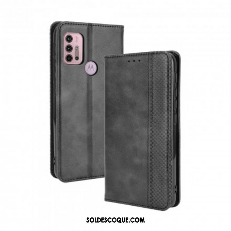 Flip Cover Moto G30 / Moto G10 Effet Cuir Vintage Stylisé