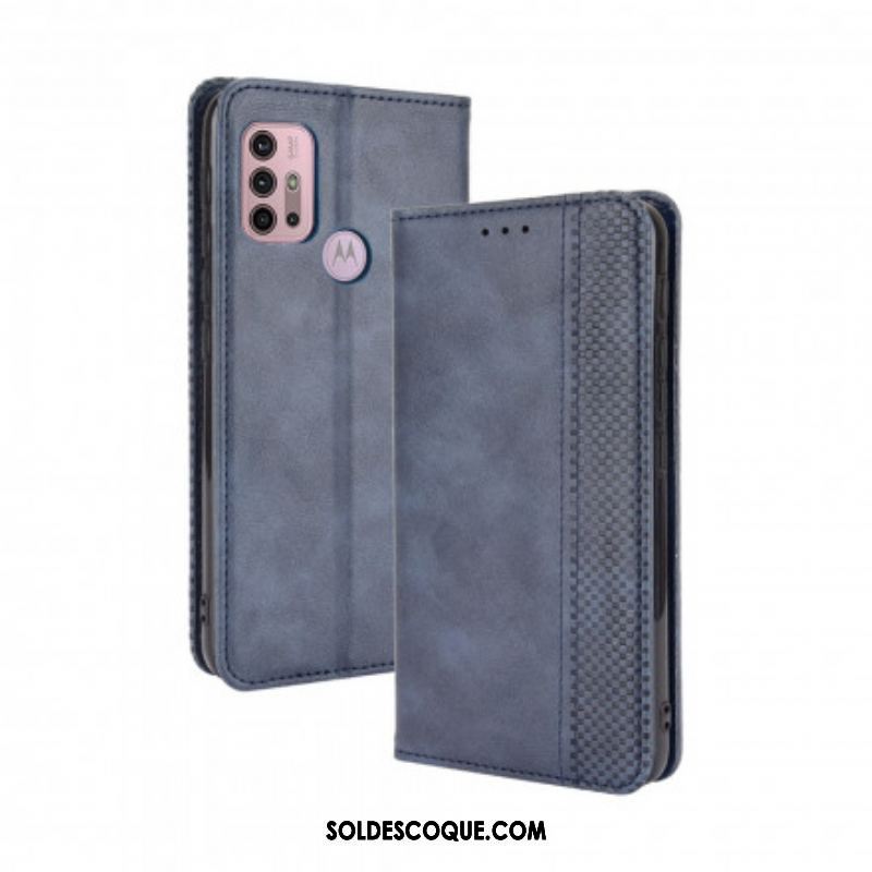 Flip Cover Moto G30 / Moto G10 Effet Cuir Vintage Stylisé