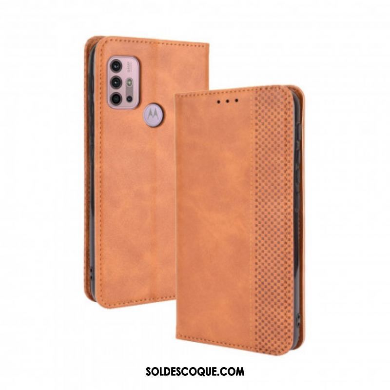 Flip Cover Moto G30 / Moto G10 Effet Cuir Vintage Stylisé