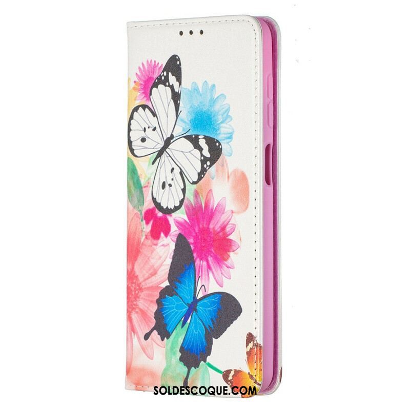 Flip Cover Samsung Galaxy A12 / M12 Papillons Colorés