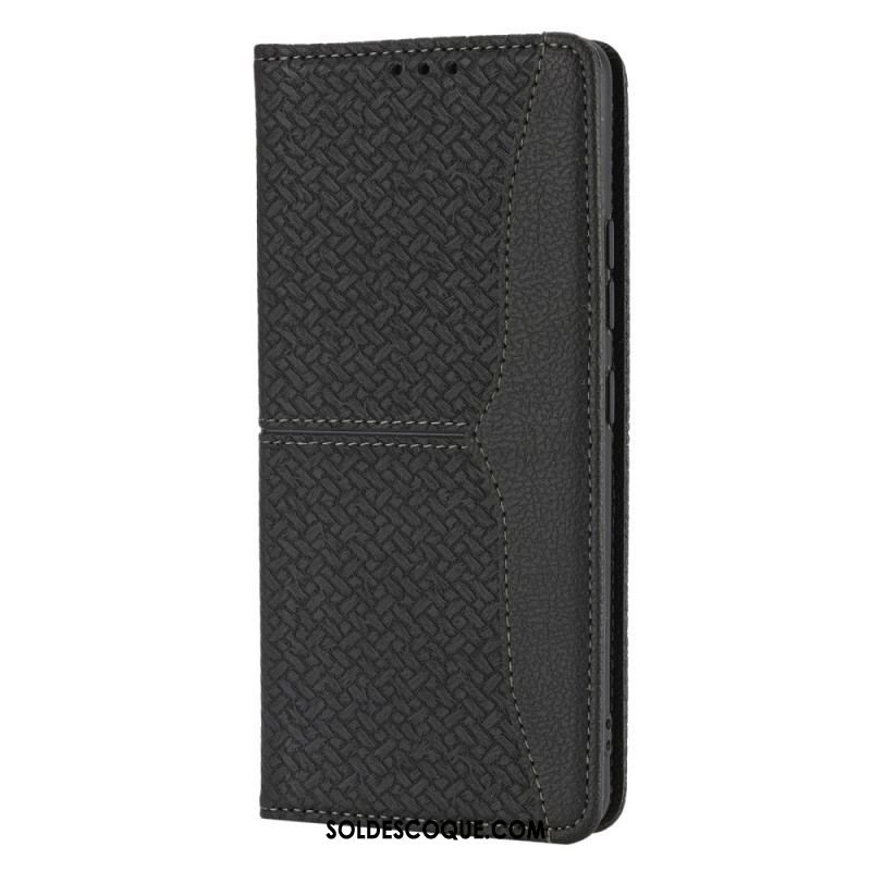 Flip Cover Samsung Galaxy A12 / M12 Style Cuir Tissée à Lanière