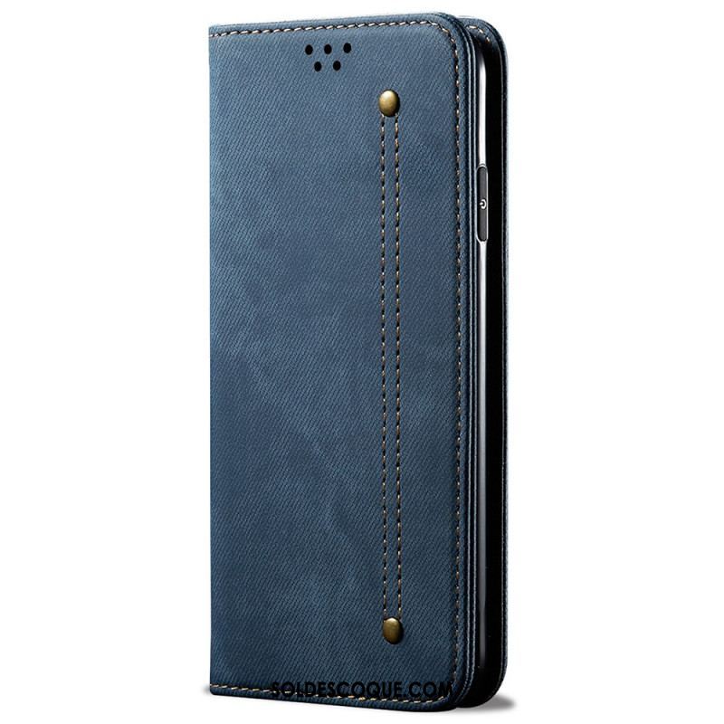 Flip Cover Samsung Galaxy M52 5G Tissu Jeans